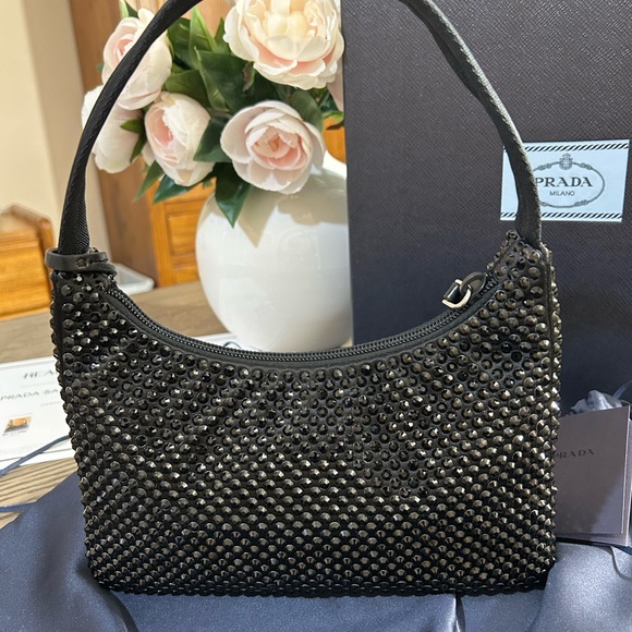 Prada Black Satin Mini Bag With Crystals (full set) - Picture 5 of 12